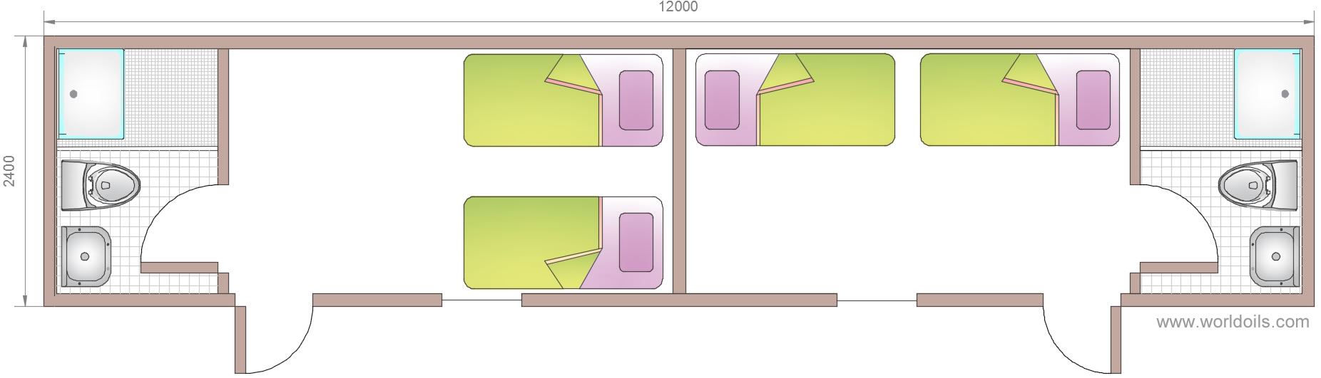 4 sleepers 2 bathrooms seniors camp accommodation