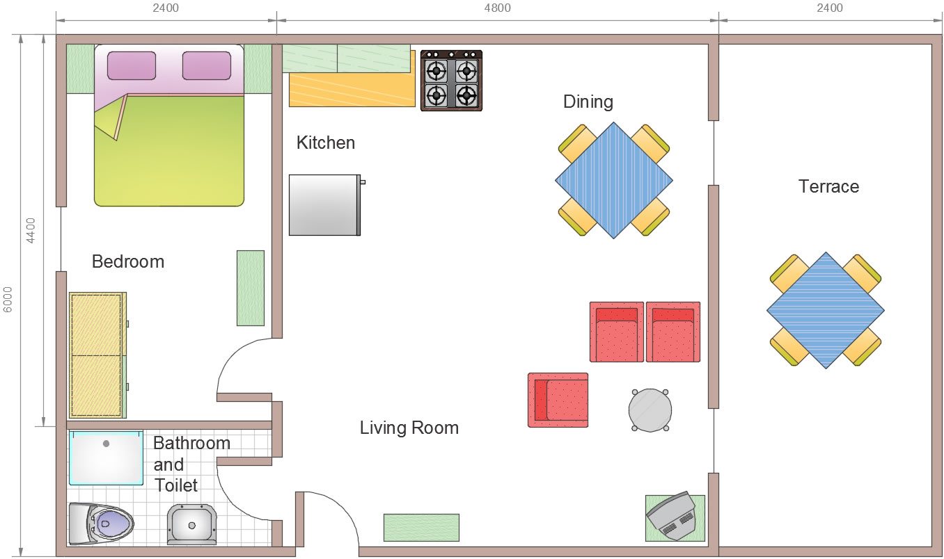 Customised Container Option 1: A combination of 3 containers with terrace