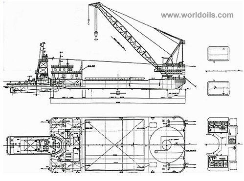 360 tons Floating Crane Barge with Notch tug (Pushing Ship) for Sale
